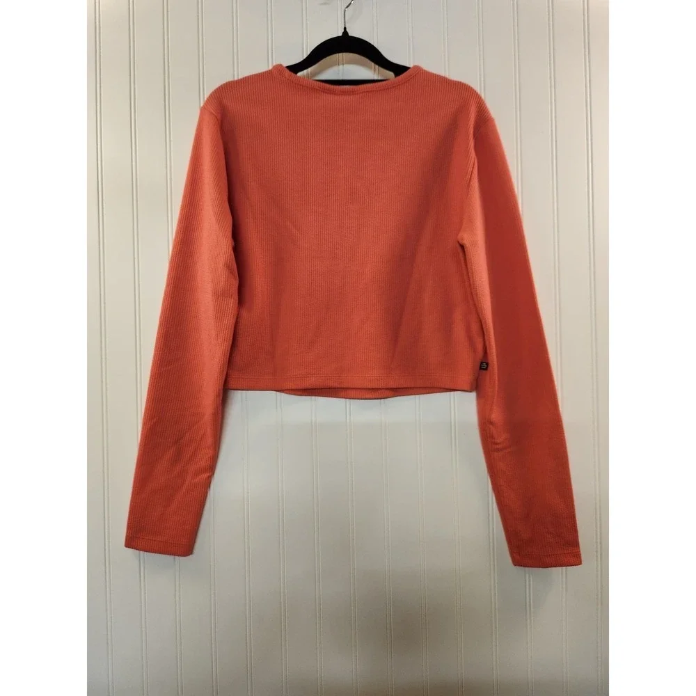 Vintage Adidas Women's Hot Pink Cropped Active Top Size L Long Sleeve Sport Gym‎